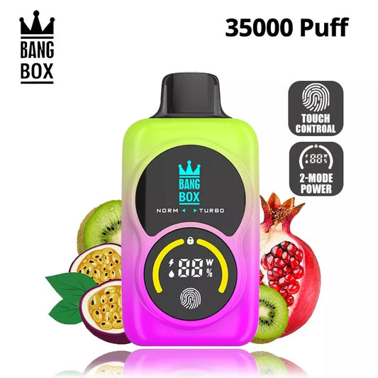 Bang Box 35000 Puffs Touch Control 2 Power Mode Double Screen Vape-950mAh Battery, 35ml E-liquid, Multiple Nicotine 12 Flavors