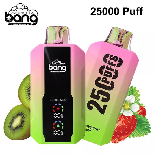 Bang 25000 Puffs LCD Screen Vape Dual Bang 25000 Puffs Vape 25K Disposable Vape Pen E Cigarette Prefilled 30ml 650mAh  Battery Disposable Vape 12 Flavors