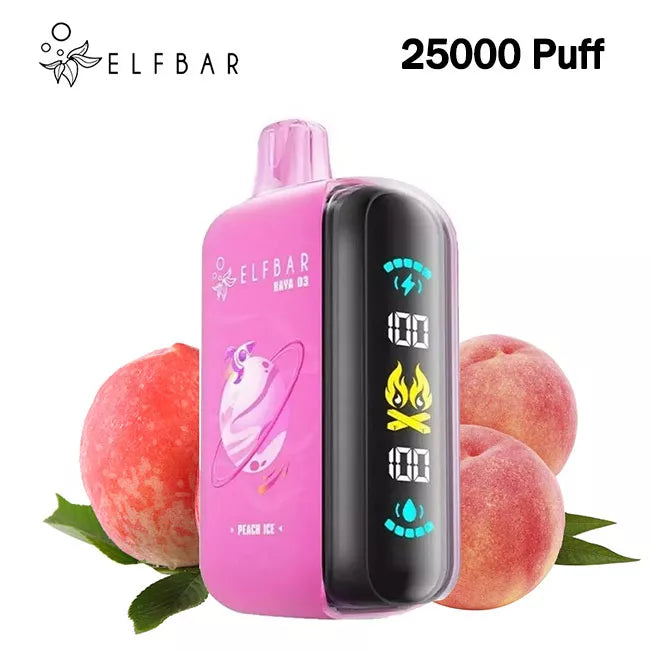 Elf Bar 25000 Puffs Raya D3 Vape 5% Nicotine 3D Screen Original 23ml E-liquid 850mAh Battery 20 flavors