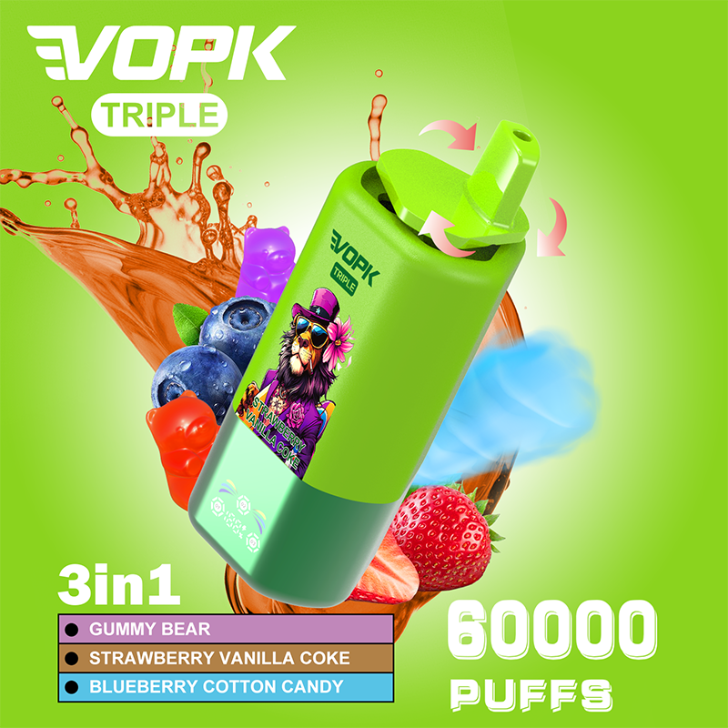 VOPK 3in1 60000 Puffs Vape 60K Disposable Wholesale Vape Pen E Cigarette Prefilled 54ml 650mAh Disposable Vape 12 Flavors 2% 5%