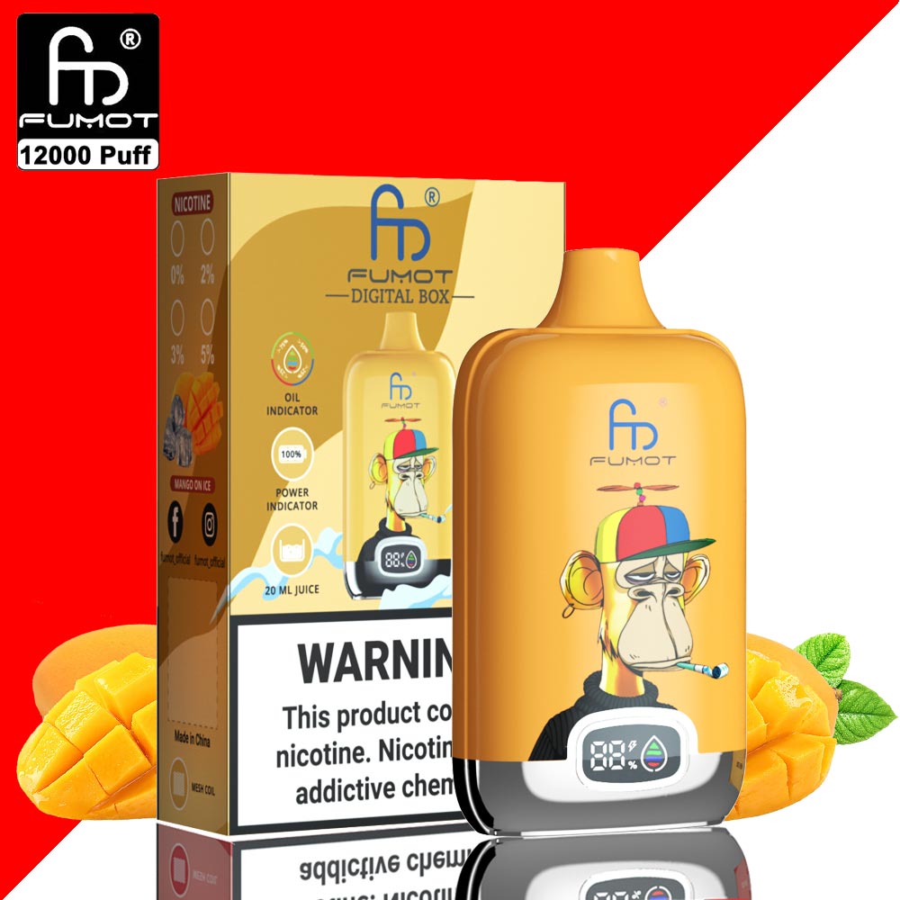 RandM Digital Box 12000 Fumot tornado Puffs Disposable Vape Black ice