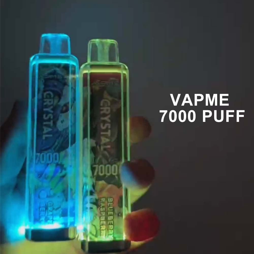 Vapme Crystal 7000 Puffs Vape Disposable 7000 Puff RGB Light 14ml E-liquid 650mAh Battery 30 Flavors