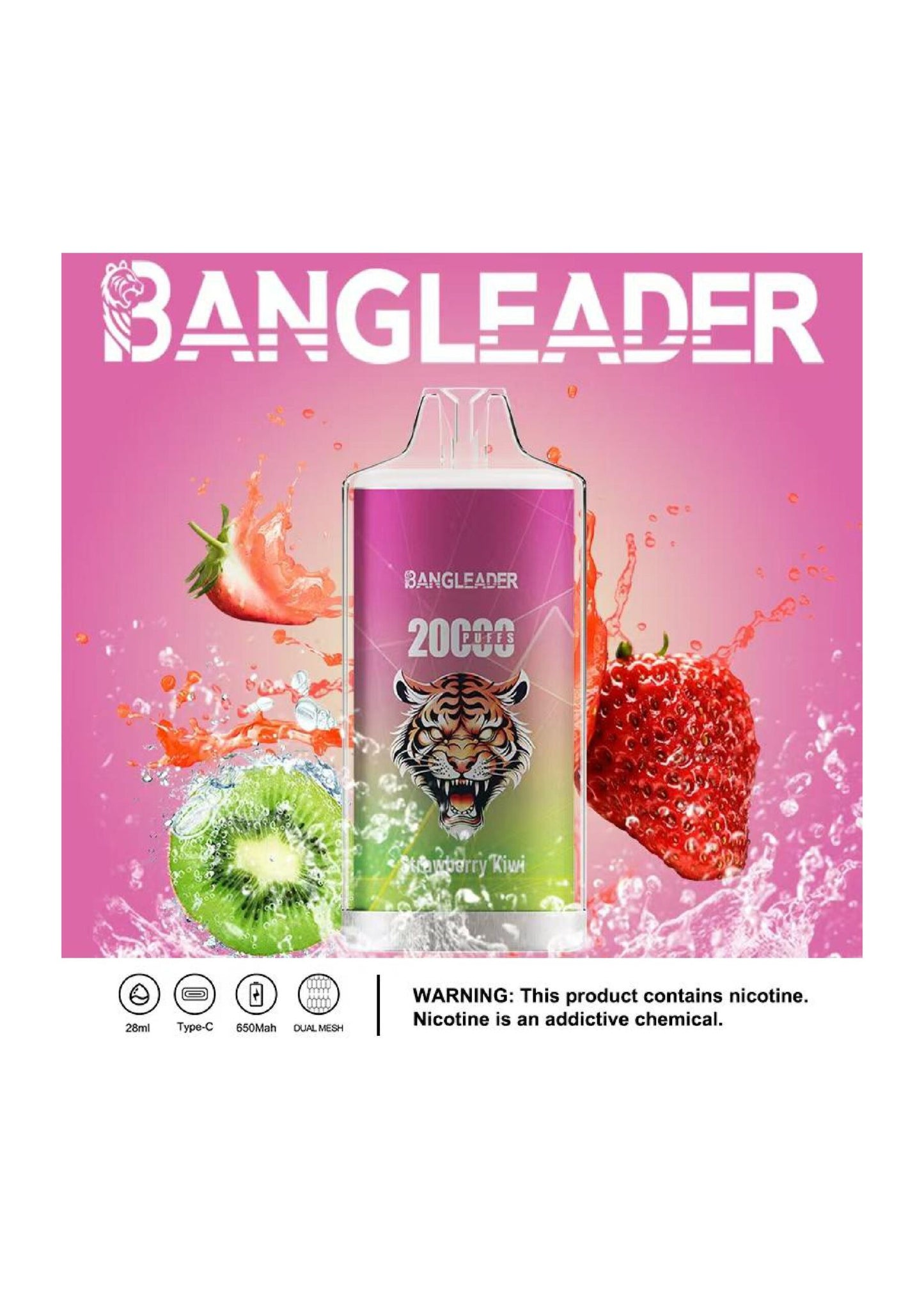 Bang Leader 20000 Puffs Disposable Vape – 650mAh Battery, 28mL E-Liquid, 0% to 5% Nicotine Options 12 Flavors