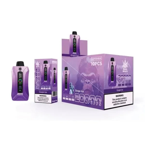 Bang BEACH 20000 Puffs 20K - 5% Nic Salt, Smart Display-650mAh Battery, 35ml E-liquid, Multiple Nicotine 12 Flavors
