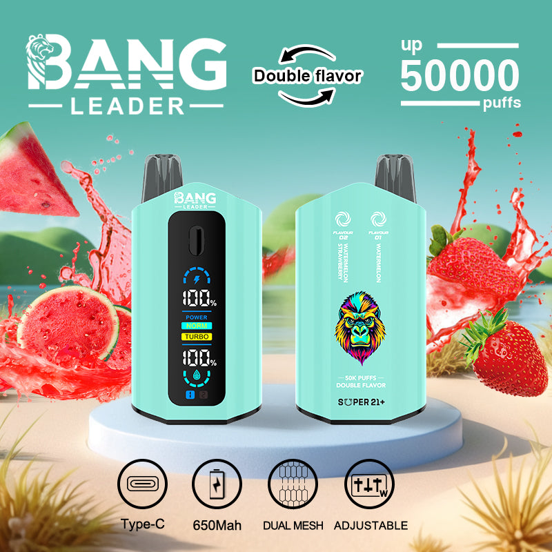 Bang Leader 50000 Disposable Vape - 50K Puffs, 36mBang Leader 50000 Puffs Disposable Vape (0% to 5% Nicotine) – Dual Pods(20mL+20mL) Unmatched Performance 650mAh battery 12 Flavors l E-Liquid (0-5% Nicotine) 36mL650mAh 12 Flavors