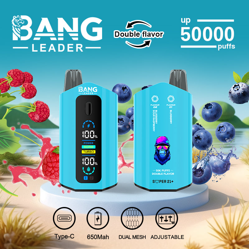 Bang Leader 50000 Disposable Vape - 50K Puffs, 36mBang Leader 50000 Puffs Disposable Vape (0% to 5% Nicotine) – Dual Pods(20mL+20mL) Unmatched Performance 650mAh battery 12 Flavors l E-Liquid (0-5% Nicotine) 36mL650mAh 12 Flavors