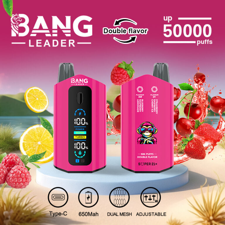 Bang Leader 50000 Disposable Vape - 50K Puffs, 36mBang Leader 50000 Puffs Disposable Vape (0% to 5% Nicotine) – Dual Pods(20mL+20mL) Unmatched Performance 650mAh battery 12 Flavors l E-Liquid (0-5% Nicotine) 36mL650mAh 12 Flavors
