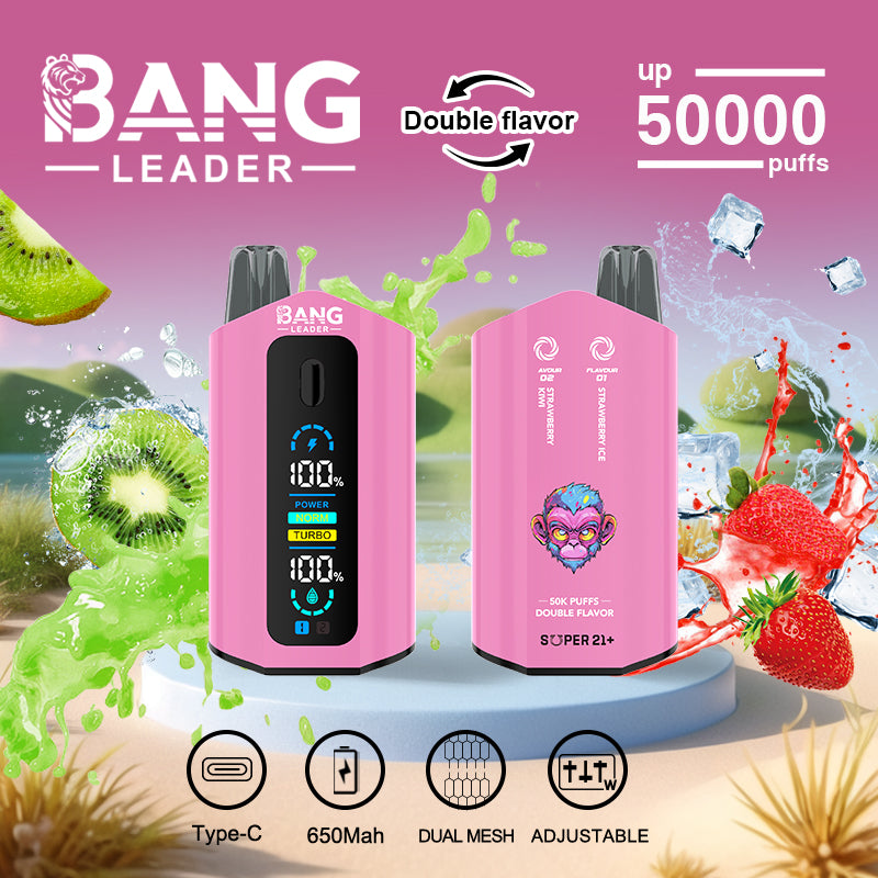 Bang Leader 50000 Disposable Vape - 50K Puffs, 36mBang Leader 50000 Puffs Disposable Vape (0% to 5% Nicotine) – Dual Pods(20mL+20mL) Unmatched Performance 650mAh battery 12 Flavors l E-Liquid (0-5% Nicotine) 36mL650mAh 12 Flavors