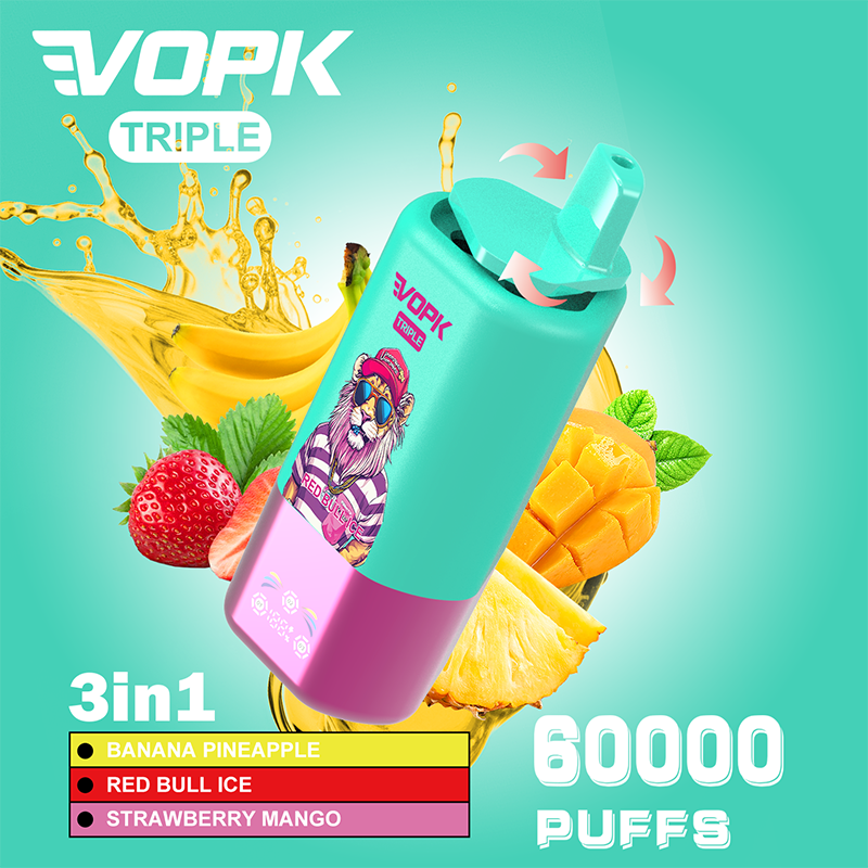 VOPK 3in1 60000 Puffs Vape 60K Disposable Wholesale Vape Pen E Cigarette Prefilled 54ml 650mAh Disposable Vape 12 Flavors 2% 5%