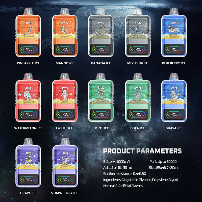 ATVS Astronaut 30000 Puffs Disposable Vape Wholesale-1000mAh batterty, 25ml E-liquid,Multiple Nicotine 14 Flavors