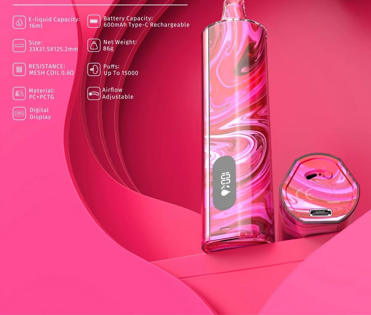 VOPK SHISHA 15000 Puffs Disposable Vape Wholesale-600mAh battery, 16ml E-liquid,Multiple Nicotine 12 Flavors