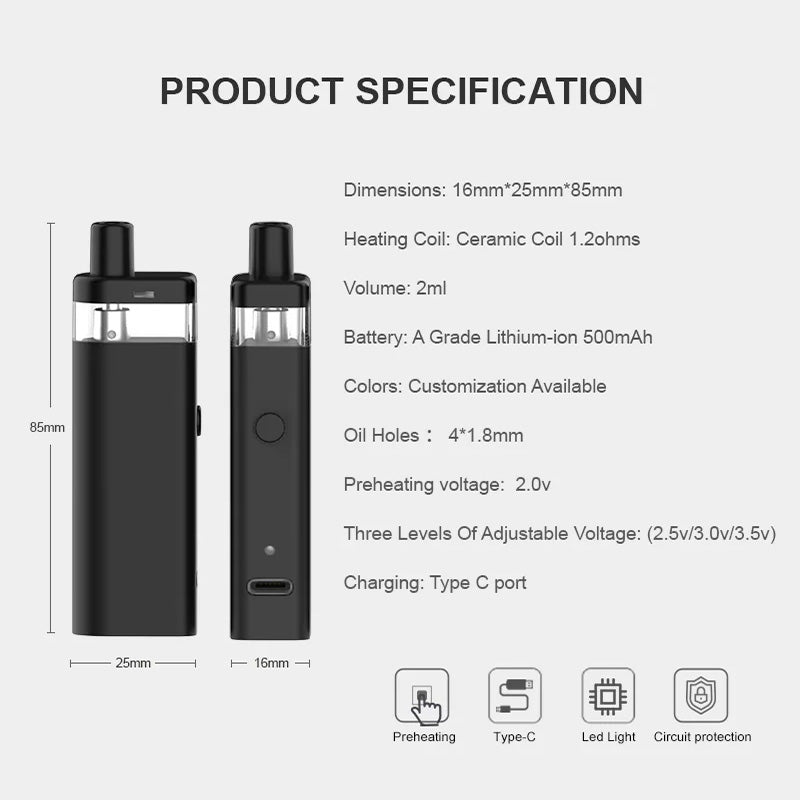 2ml 3ml Hemp CBD Vape 400mAh