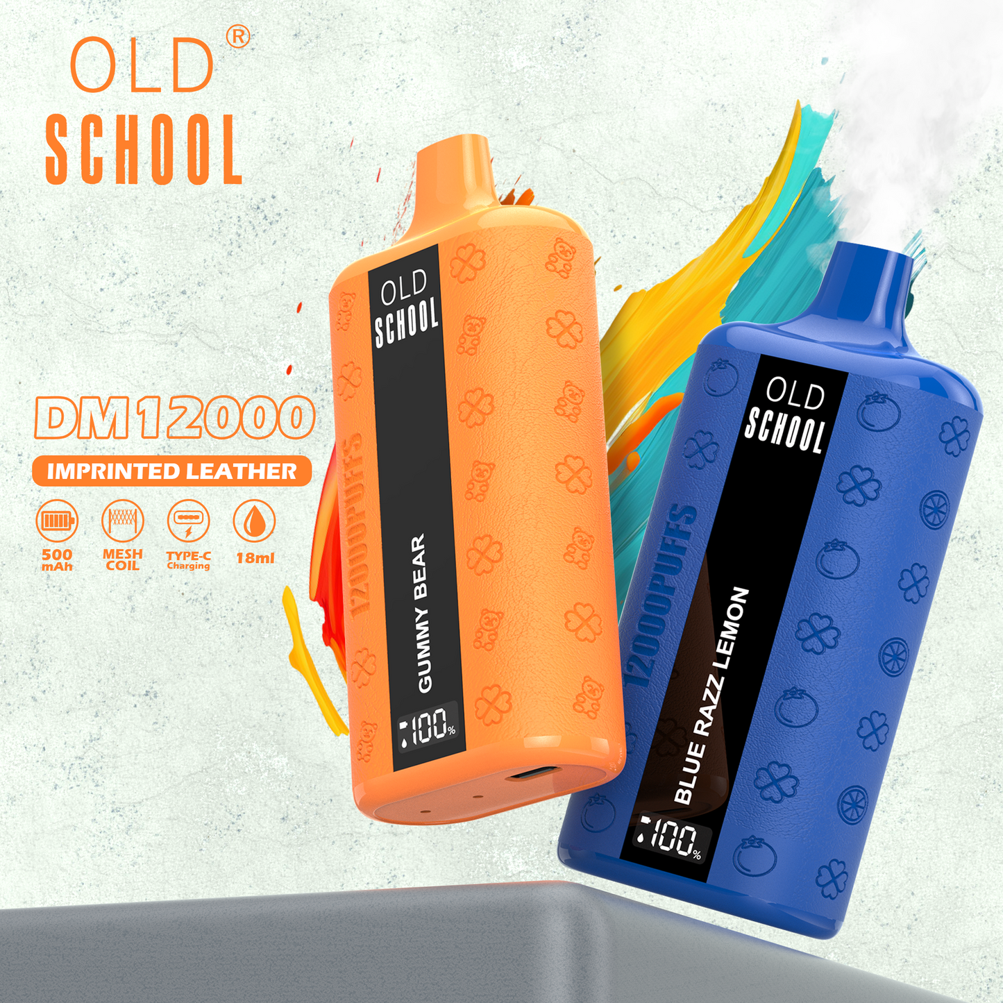 OLD School Leather 12000 Puffs Disposable Vape Wholesale-500mAh battery, 18ml E-liquid, Multiple Nicotine 10 Flavors