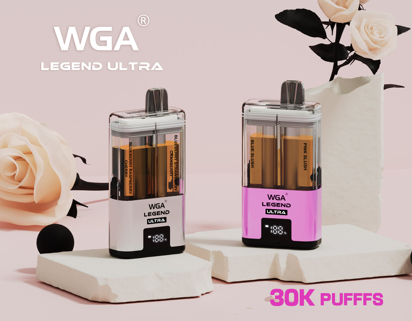 WGA Crystal LEGEND ULTRA 30000 puff Disposable Vape Wholesale,650 mAh 15 Flavors 20ML+2 ML