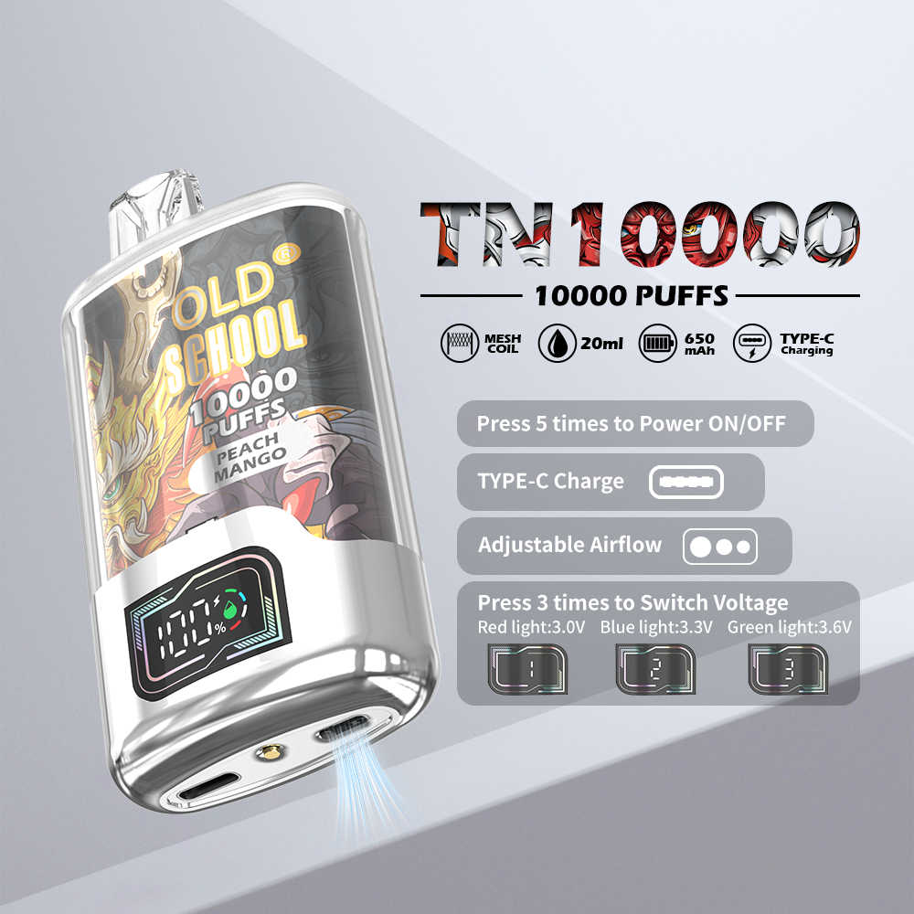 OLD School TN10000 Puffs Disposable Vape Wholesale-650mAh battery, 20ml E-liquid, Multiple Nicotine 10 Flavors