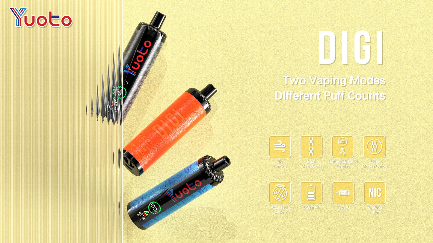 YUOTO DIGI 15000 Puffs Disposable Vape Wholesale-850mAh battery, 23ml E-liquid, Multiple Nicotine 23 Flavors
