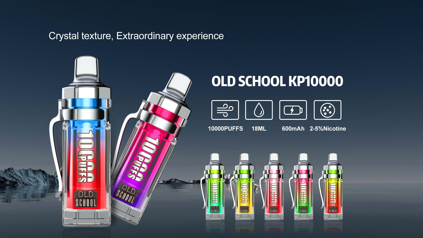 OLD School KP10000 Puffs Disposable Vape Wholesale-650mAh battery, 18ml E-liquid, Multiple Nicotine 14 Flavors