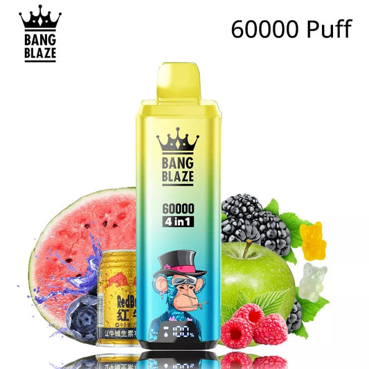 Bang Blaze 60k Puffs 4 in 1 Vape 60000 Puff 12 Flavours Wholesale Price-650mAh Battery, 54ml E-liquid, Multiple Nicotine 12 Flavors
