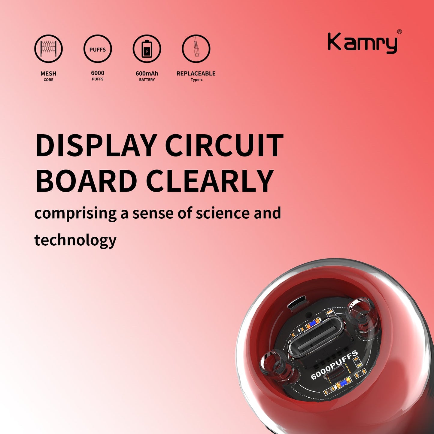 Kamry Akula 6000 Puffs Disposable Vape Wholesale-600mAh battery, 14ml E-liquid, Multiple Nicotine 10 Flavors