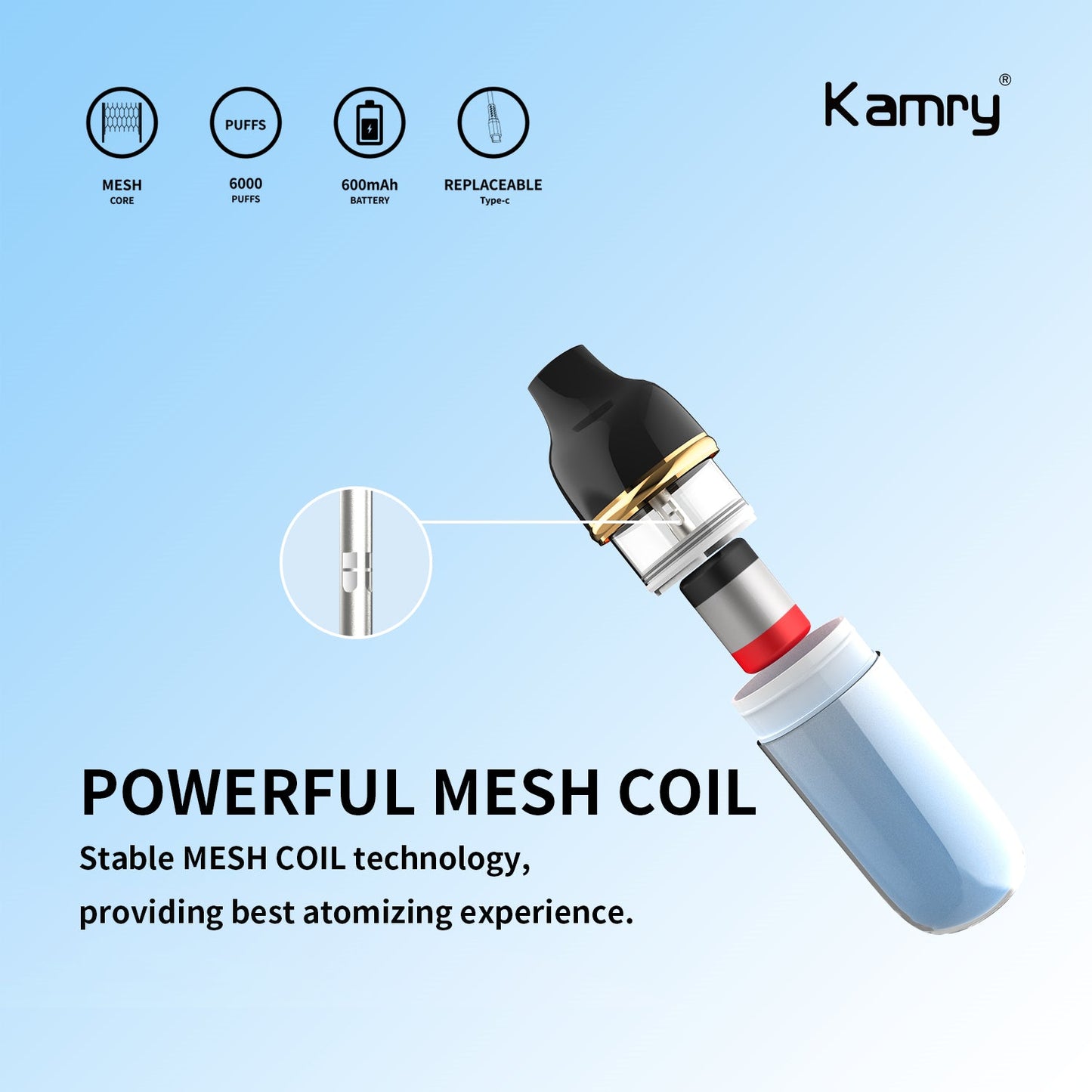 Kamry Akula 6000 Puffs Disposable Vape Wholesale-600mAh battery, 14ml E-liquid, Multiple Nicotine 10 Flavors