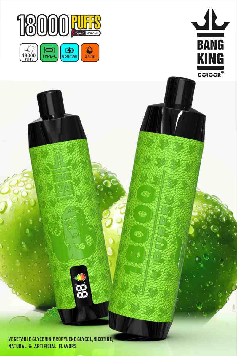 Bang King E Shisha 24ml E Liquid Disposable Pod 18000 Puffs Smart Screen Vaping Experience E Vapes-650mAh Battery, 24ml E-liquid, Multiple Nicotine 12 Flavors