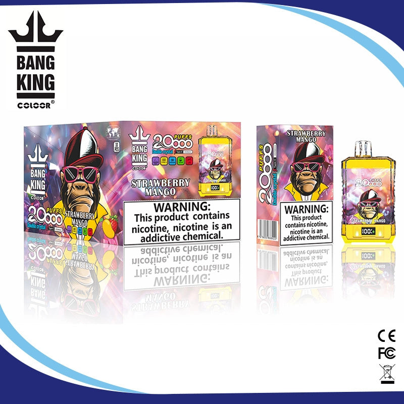 2024 Hot Sale Bang King 20000 Puffs Crystal E Cigarettes Disposable Vape Pen Bang E-cigs-850mAh Battery, 36ml E-liquid, Multiple Nicotine 12 Flavors