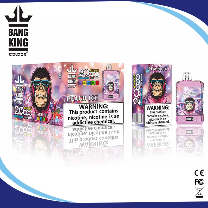 2024 Hot Sale Bang King 20000 Puffs Crystal E Cigarettes Disposable Vape Pen Bang E-cigs-850mAh Battery, 36ml E-liquid, Multiple Nicotine 12 Flavors