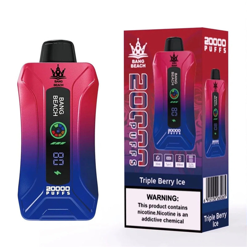 Bang BEACH 20000 Puffs 20K - 5% Nic Salt, Smart Display-650mAh Battery, 35ml E-liquid, Multiple Nicotine 12 Flavors