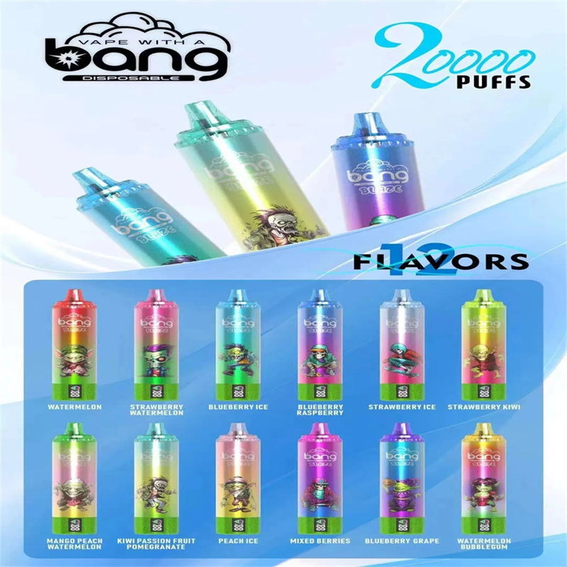 Bang 20k Puff Disposable Electronic Cigarette Bang Blaze 20000 Puffs With Smart Screen Display-1000mAh Battery, 26ml E-liquid, Multiple Nicotine 12 Flavors