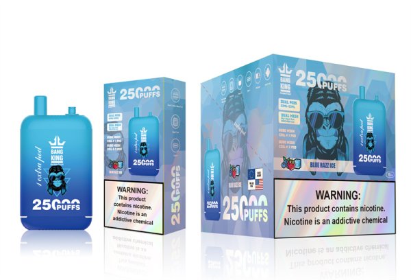 Bang King 25000 Puffs - 46mL pre-filled e-liquid Dual Tank (0% to 5% Nicotine);650mAh Battery 12 Flavors