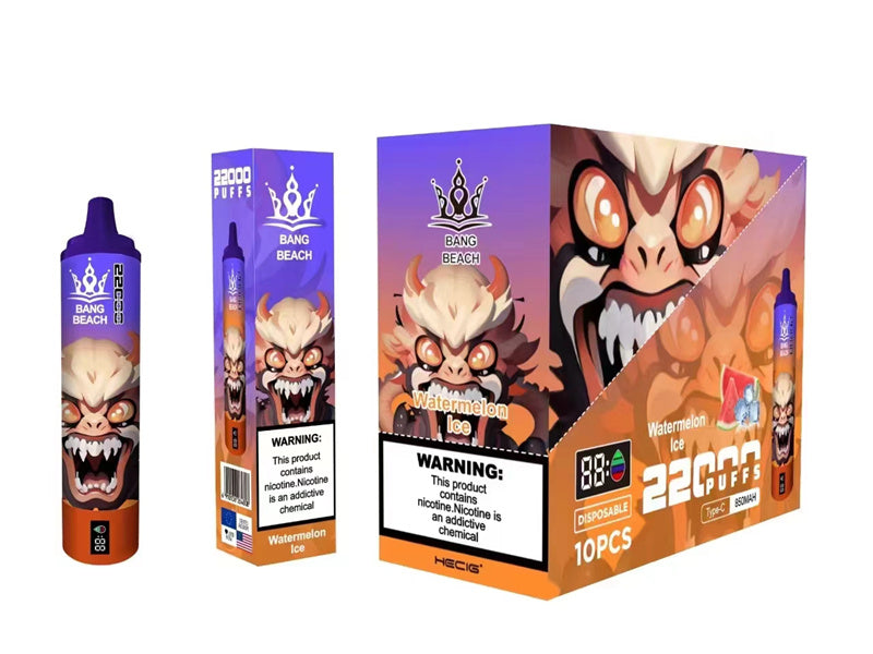Bang Beach 22000 Puffs Disposable Electronic Cigarette Puff 22k With Smart Screen 36ml-850mAh Battery, 40ml E-liquid, Multiple Nicotine 12 Flavors