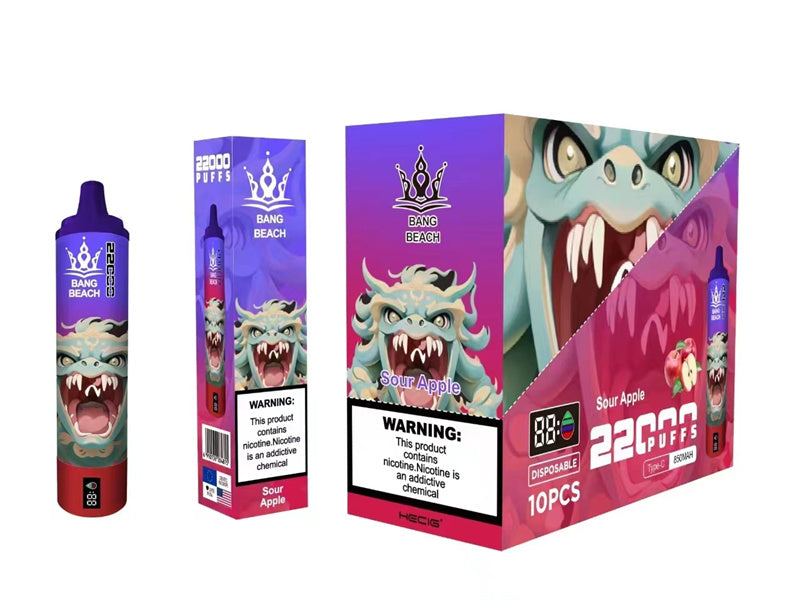 Bang Beach 22000 Puffs Disposable Electronic Cigarette Puff 22k With Smart Screen 36ml-850mAh Battery, 40ml E-liquid, Multiple Nicotine 12 Flavors