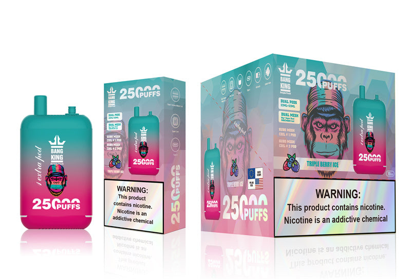 Bang King 25000 Puffs - 46mL Dual Tank (0% to 5% Nicotine) 650mAh Battery 12 Flavors