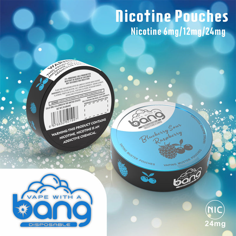 Factory sales Bang VAPING MUSTER POUCHES Nicotine 6mg/12mg/18mg -Multiple Nicotine 12 Flavors