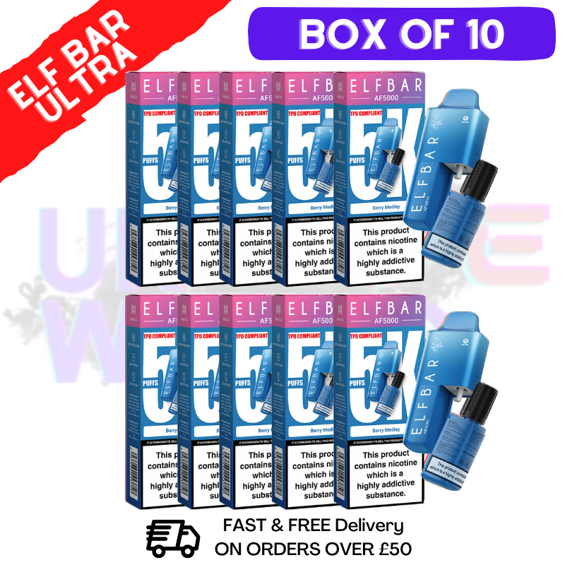 Elf Bar 5000 Puff 5K Bar BOX OF 10 Berry Medley - 2% Nicotine 1000 mAh Battery