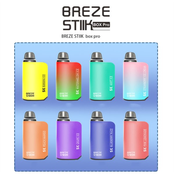 Breze Stiik Box Pro 5000 Puffs – 12ml Prefilled Pod, Mesh Coil, Adjustable Airflow, 950mAh Rechargeable Vape