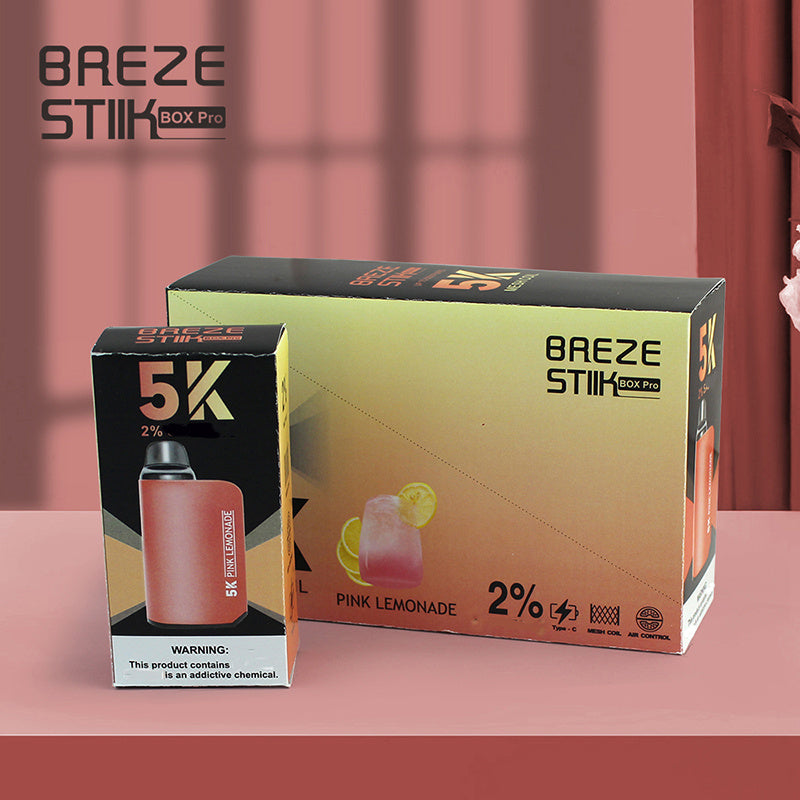 Breze Stiik Box Pro 5000 Puffs – 12ml Prefilled Pod, Mesh Coil, Adjustable Airflow, 950mAh Rechargeable Vape