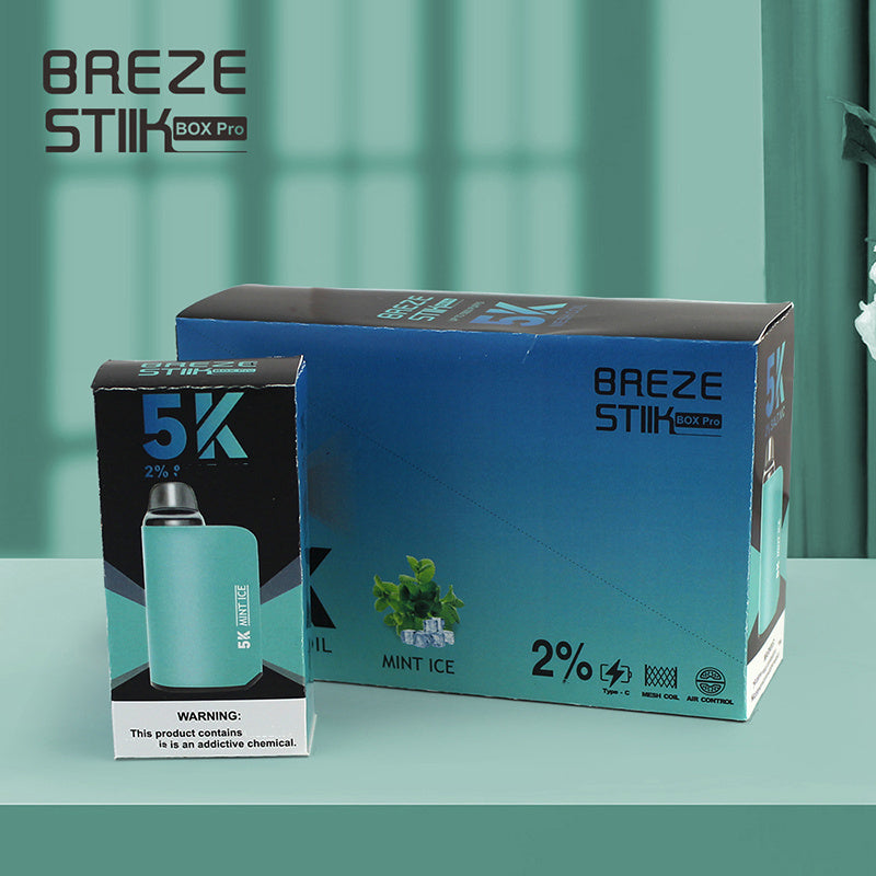 Breze Stiik Box Pro 5000 Puffs – 12ml Prefilled Pod, Mesh Coil, Adjustable Airflow, 950mAh Rechargeable Vape