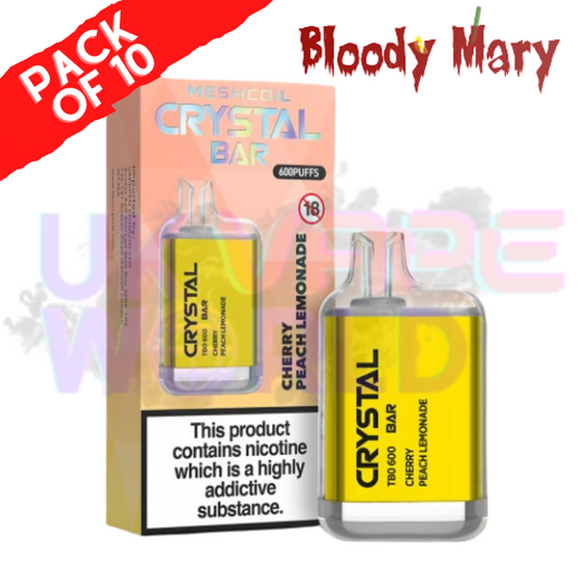 Cherry Peach Lemonade - Bloody Mary CRYSTAL 600Puff Box of 10