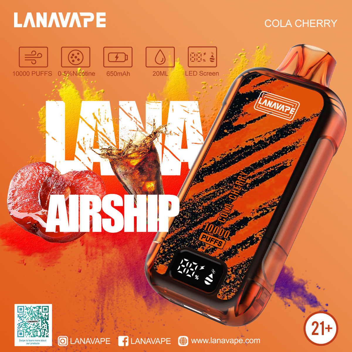 LANAVAPE 10000 Puffs Disposable Vape Wholesale-650mAh battery, 20ml E-liquid, Multiple Nicotine 10 Flavors