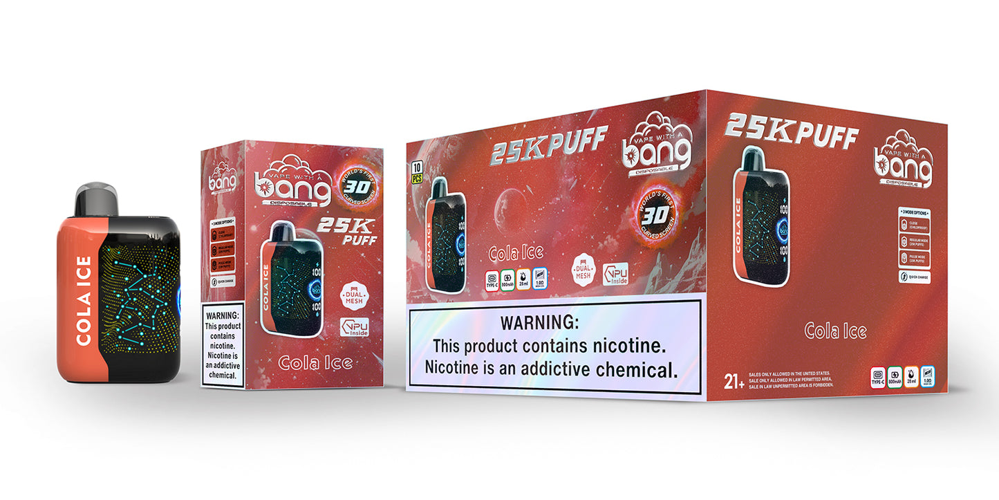 Bang Starry 25K Puffs Smart Full Screen Turn Ice Wholesale Disposable Vape Puff 36k Prefilled Pod