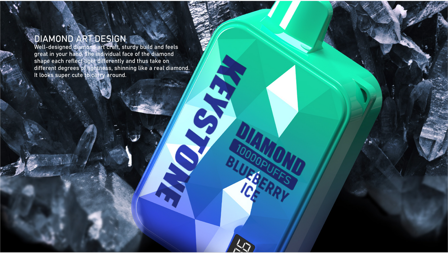 KEYSTONE DIAMOND 10000 Puffs Disposable Vape Wholesale-650mAh battery, 18ml E-liquid, Multiple Nicotine 10 Flavors