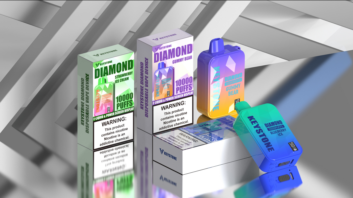 KEYSTONE DIAMOND 10000 Puffs Disposable Vape Wholesale-650mAh battery, 18ml E-liquid, Multiple Nicotine 10 Flavors