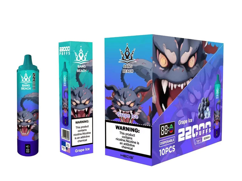 Vape Bang Beach Disposable 22000 Puffs-850mAh Battery, 40ml E-liquid, Multiple Nicotine 12 Flavors
