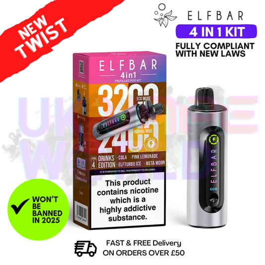 Drinks Edition Elf Bar 3200 & 2400 Puff (4 in 1) Prefilled Pod Kit
