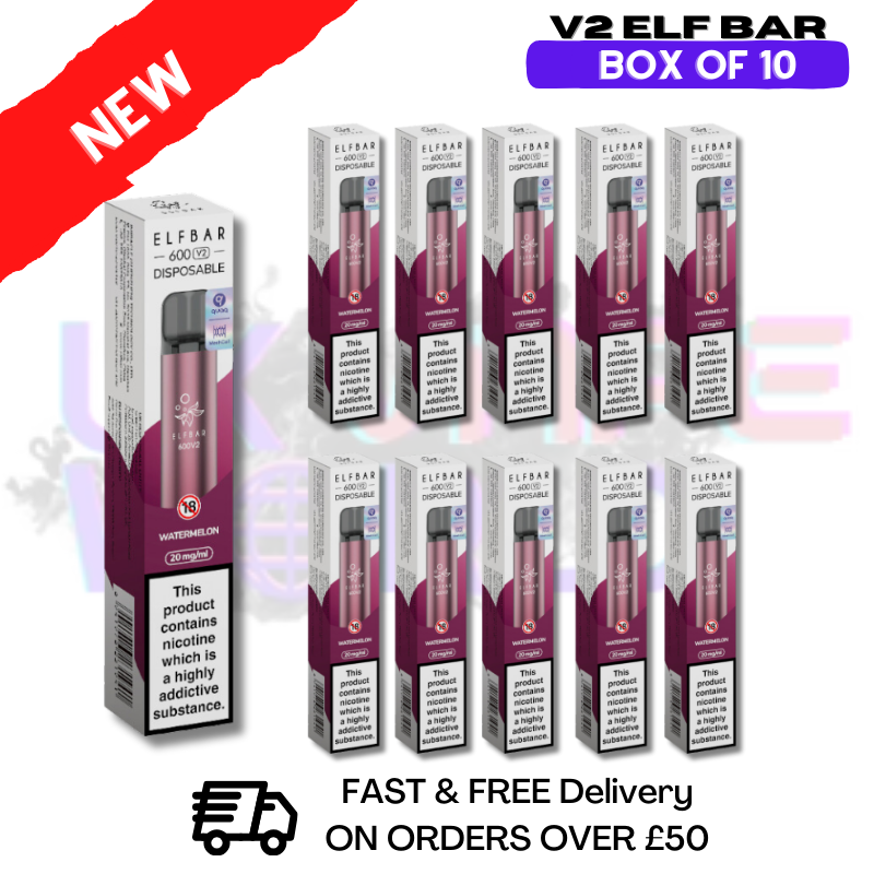 Elf Bar NEW V2 600puff - Watermelon Box of 10