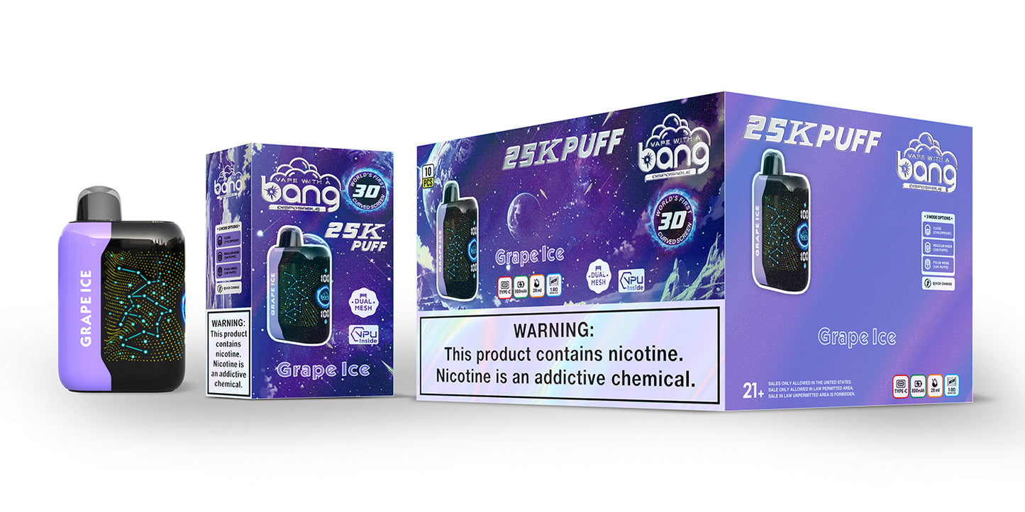 Bang Starry 25K Puffs Smart Full Screen Turn Ice Wholesale Disposable Vape Puff 36k Prefilled Pod