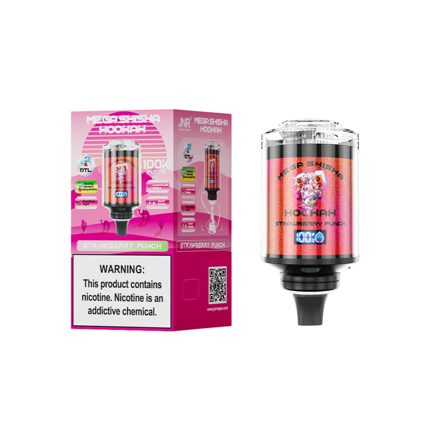 JNR Mega Shisha Hookah 100K Disposable Vape 2% Nicotine Salt 2200mAh 60ML 11 Flavors