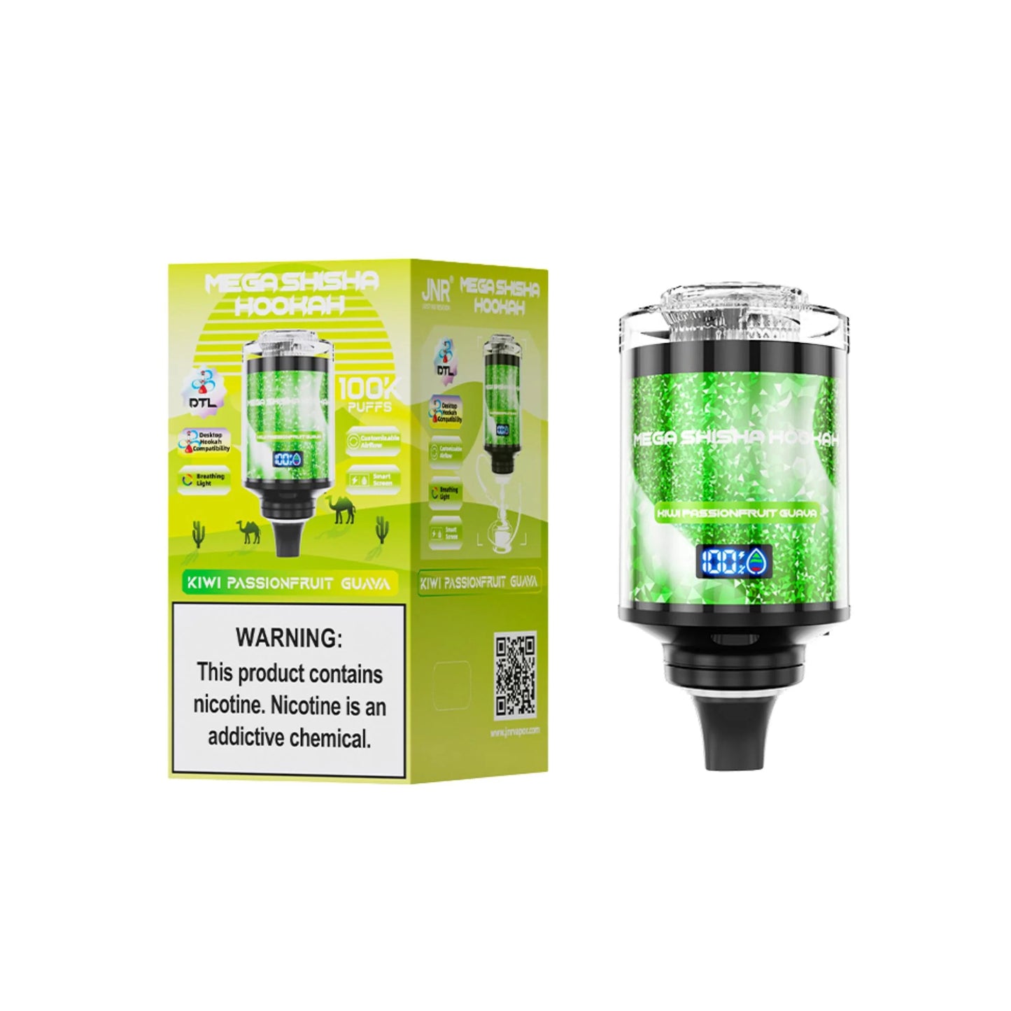 JNR Mega Shisha Hookah 100K Disposable Vape 2% Nicotine Salt 2200mAh 60ML 11 Flavors