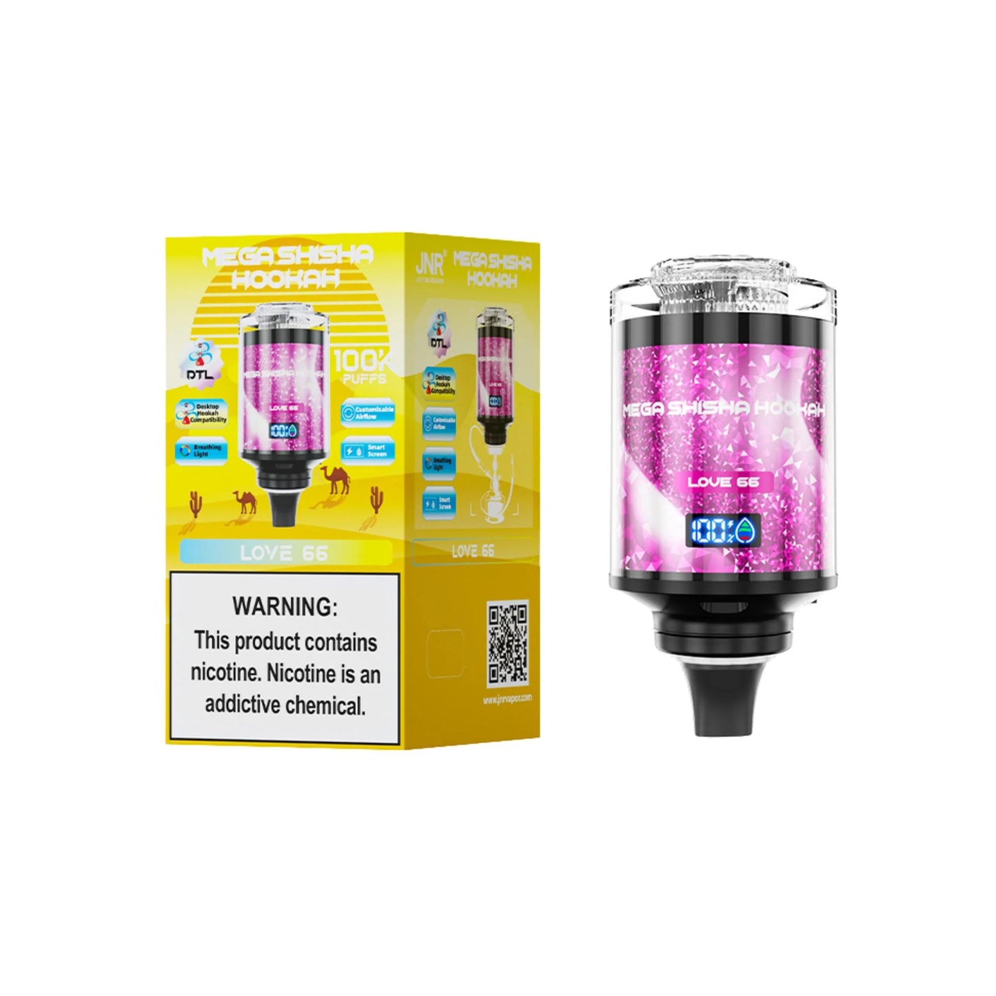JNR Mega Shisha Hookah 100K Disposable Vape 2% Nicotine Salt 2200mAh 60ML 11 Flavors